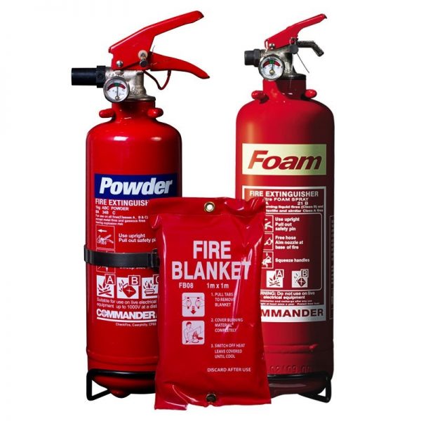 Extinguishers and blanket